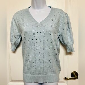 Light Blue V-Neck Women's Sweater